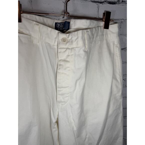 Polo Ralph Lauren Wide Leg Military Pants 34x30 White RL Cotton Khaki Material - Picture 3 of 6